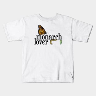 Monarch Lover with Caterpillar, Chrysalis and Butterfly Kids T-Shirt